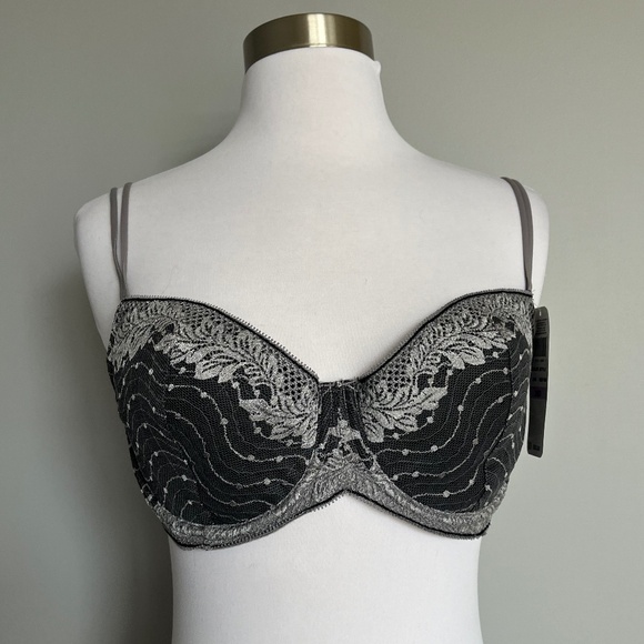 NWT WACOAL Absolute Elegance Contour Underwire Bra 853168 Gray & Silver 36D - Picture 2 of 8